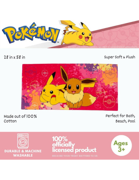 Toalla de Playa Pokémon Franco 147x71 cm Suave Algodón Toalla de Playa Pokémon Franco 147x71 cm Suave Algodón