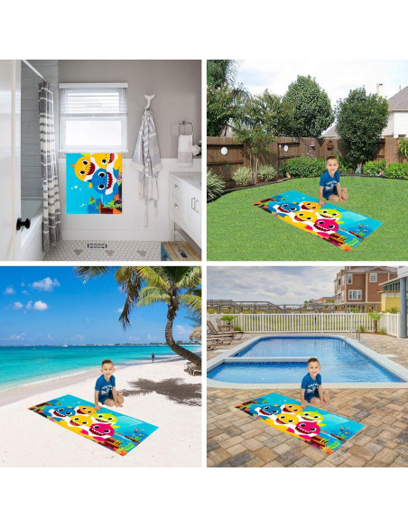 Toalla de Playa Franco Kids Baby Shark 147 cm Algodón Suave Toalla de Playa Franco Kids Baby Shark 147 cm Algodón Suave