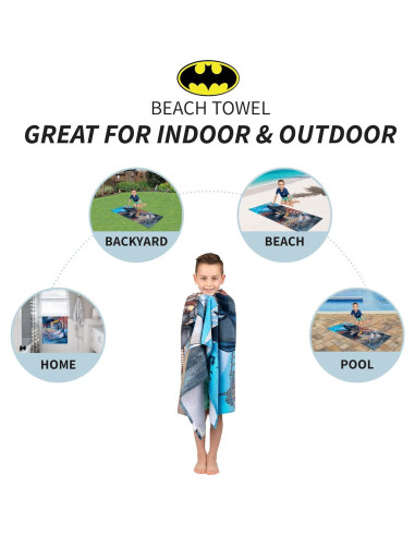 Toalla de playa Batman Franco Kids 71x147 cm 100% Algodón