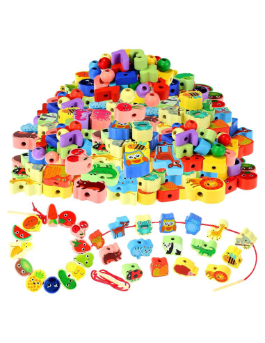 Shappy Juguetes Educativos de Enhebrado de Madera 93 Pcs