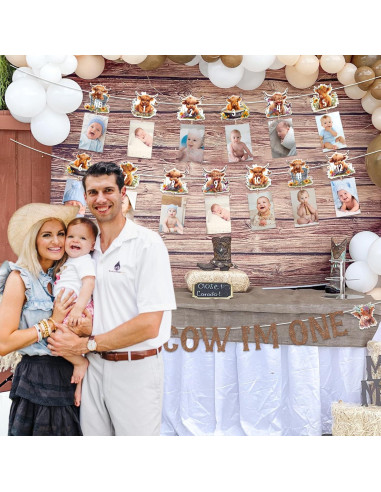 Decoraciones Cumpleaños Vaca Funmemoir 1er Año Banner