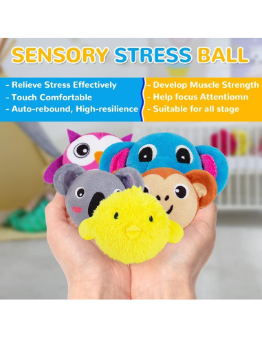 Bolas de Estrés Sensorial 5 pcs Animales de Peluche teytoy