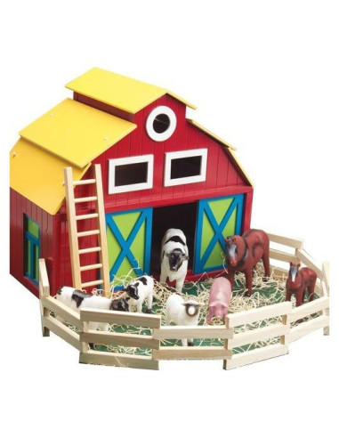 Juego de Granja de Madera Constructive Playthings con 7 Animales