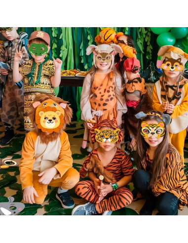 Conjunto de 16 Máscaras de Animales de la Jungla - Fiesta