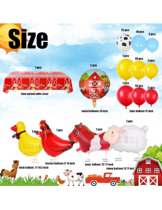 Decoración Fiesta Animales Granja GGDE 71 Pcs Globos y Mantel 2