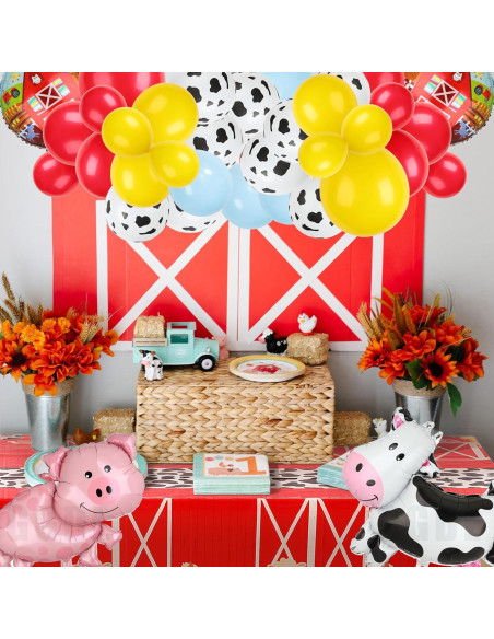 Decoración Fiesta Animales Granja GGDE 71 Pcs Globos y Mantel Decoración Fiesta Animales Granja GGDE 71 Pcs Globos y Mantel