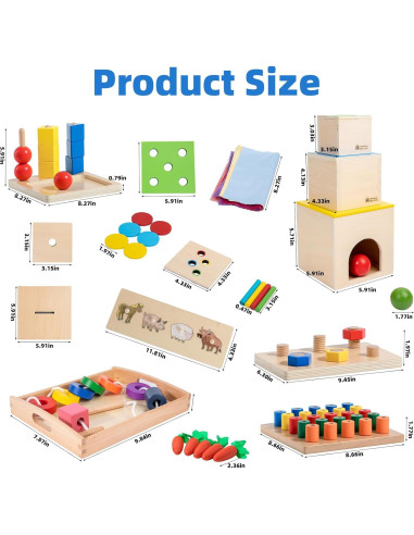 Kit de Juego Montessori Adena 6 en 1 para Bebés 16-18 Meses