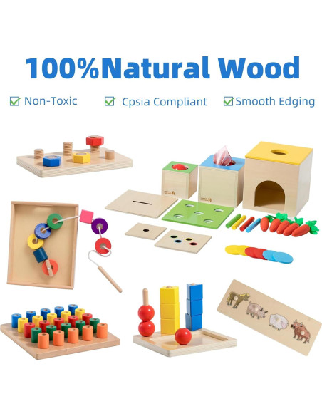 Kit de Juego Montessori Adena 6 en 1 para Bebés 16-18 Meses Kit de Juego Montessori Adena 6 en 1 para Bebés 16-18 Meses