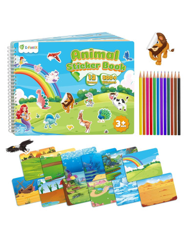 Libro de Stickers D-FantiX para Niños 3-8 Años, 500+ Stickers