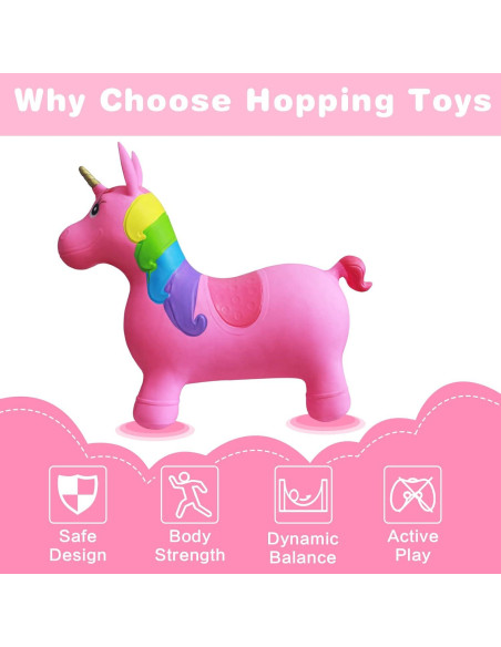 Caballo Saltarín Unicornio HotMax Rosa para Niños 1-4 Años Caballo Saltarín Unicornio HotMax Rosa para Niños 1-4 Años