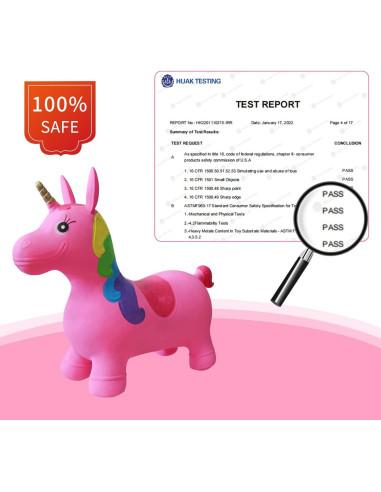 Caballo Saltarín Unicornio HotMax Rosa para Niños 1-4 Años
