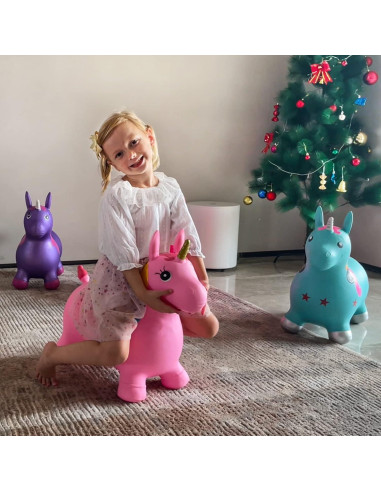 Caballo Saltarín Unicornio HotMax Rosa para Niños 1-4 Años