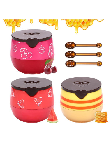 Bálsamo Labial Hidratante ZHISHUDL - Miel, Cereza, Sandía - 3 Piezas