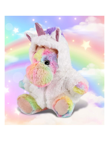 DolliBu Alce Arcoíris con Unicornio 22,86 cm Juguete de Peluche