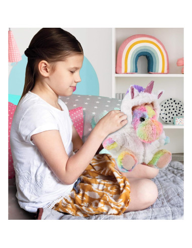 DolliBu Alce Arcoíris con Unicornio 22,86 cm Juguete de Peluche