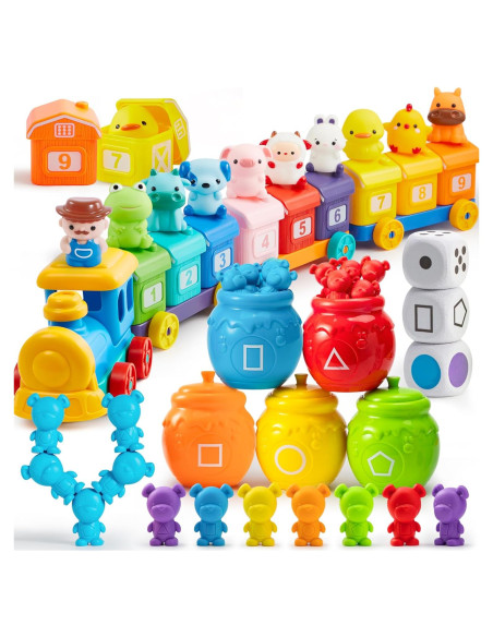 JOYIN Juguete de Aprendizaje Montessori Tren y Osos de Conteo JOYIN Juguete de Aprendizaje Montessori Tren y Osos de Conteo