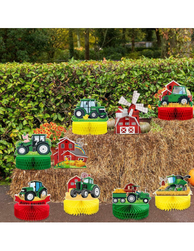 Centros de Mesa de Tractor Verde 9 Pcs Sureio Decoración Fiesta