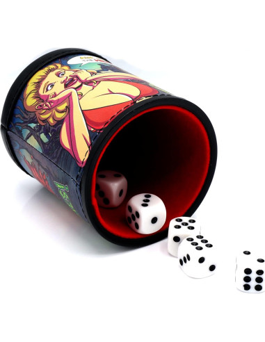 Taza de Dados Luck Lab Zombies con 5 Dados y Forro de Terciopelo
