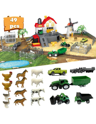 Juego de Camión Transportador de Juguetes con Pista y Granja