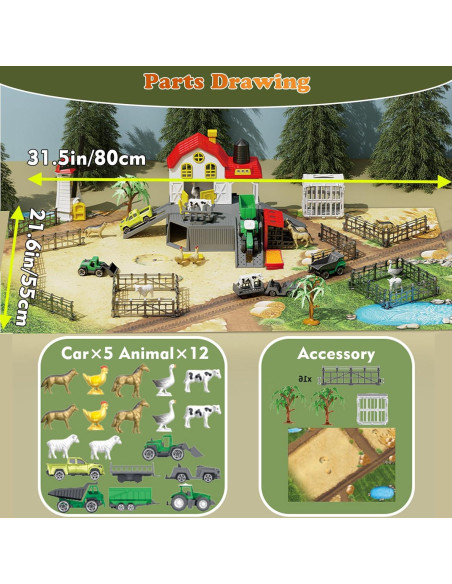 Juego de Camión Transportador de Juguetes con Pista y Granja Juego de Camión Transportador de Juguetes con Pista y Granja