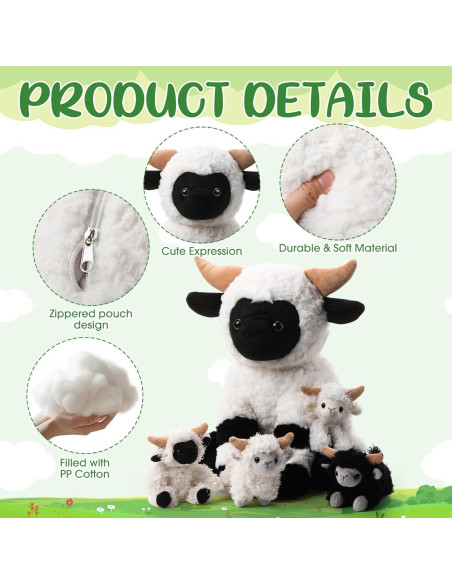Conjunto de Peluches Oveja Lenwen 35 cm con 4 Corderitos Conjunto de Peluches Oveja Lenwen 35 cm con 4 Corderitos