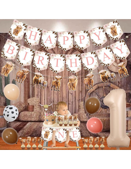 Decoraciones Cumpleaños Vaca Tierras Altas Rosa 1er Año Decoraciones Cumpleaños Vaca Tierras Altas Rosa 1er Año