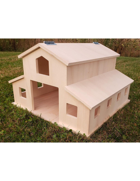 Establo de Caballos de Madera 12 PCS con Ventana 55,88 cm Establo de Caballos de Madera 12 PCS con Ventana 55,88 cm