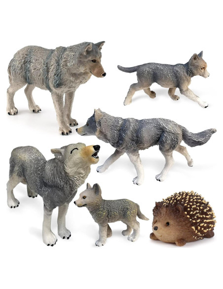 Conjunto de Figuras de Animales Lobo LC JoyCre 6 Piezas Conjunto de Figuras de Animales Lobo LC JoyCre 6 Piezas