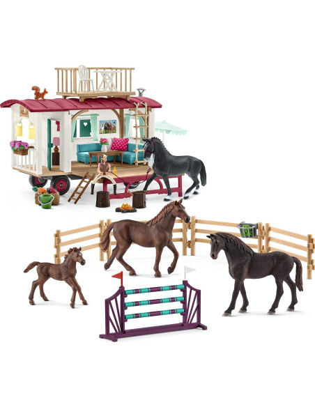 Set de Caballos Schleich 51 Piezas con Caravana y Accesorios Set de Caballos Schleich 51 Piezas con Caravana y Accesorios