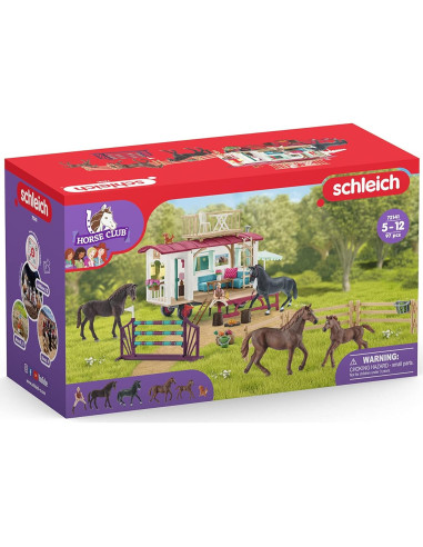 Set de Caballos Schleich 51 Piezas con Caravana y Accesorios