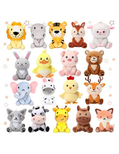 Conjunto 18 Mini Animales de Peluche Suilung 10 cm Multicolor