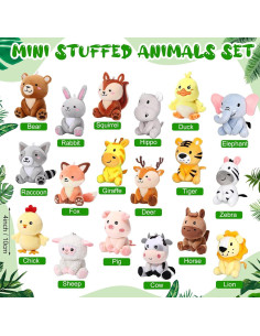Conjunto 18 Mini Animales de Peluche Suilung 10 cm Multicolor 2