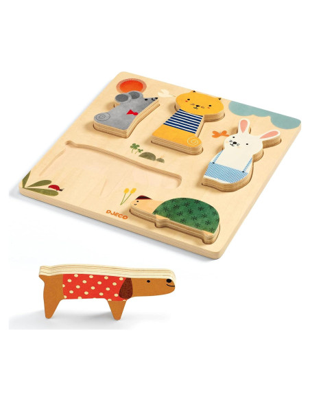 Rompecabezas de Madera DJECO Woodypets - 20x20 cm Rompecabezas de Madera DJECO Woodypets - 20x20 cm