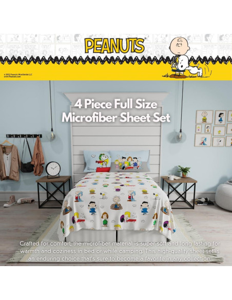 Juego de Sábanas Peanuts Franco 4 Piezas Microfibra Completo Juego de Sábanas Peanuts Franco 4 Piezas Microfibra Completo