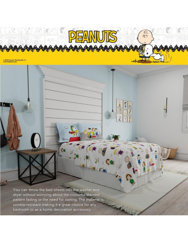 Juego de Sábanas Peanuts Franco 4 Piezas Microfibra Completo