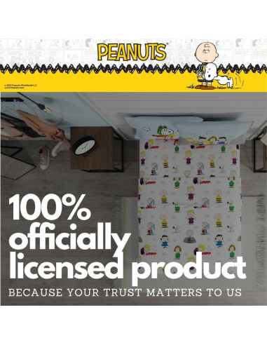 Juego de Sábanas Peanuts Franco 4 Piezas Microfibra Completo