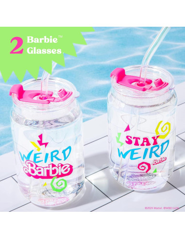 Tazas de Vidrio Dragon Glassware Barbie Rara - Set de 2