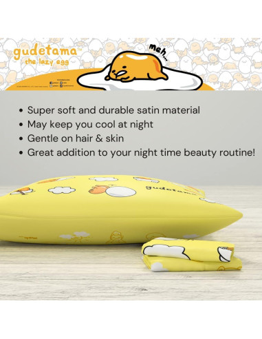 Funda de Almohada Satén Franco Gudetama Estándar 50x76 cm