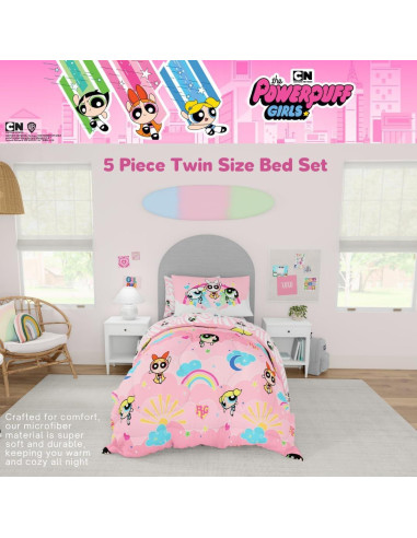 Juego de Cama Twin 5 Piezas Powerpuff Girls Franco