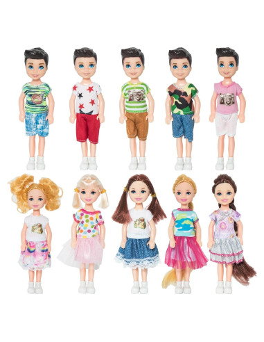 Conjunto de 10 Muñecas Mini ONEST 12.7 cm con Ropa y Accesorios