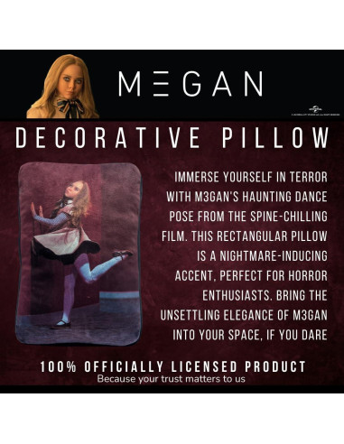 Almohada Cuddle M3GAN Franco 38 cm Suave Decorativa