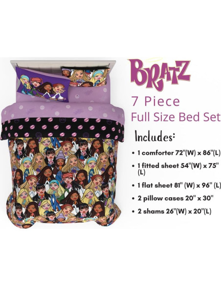 Juego de Cama Bratz Franco 7 Piezas Microfibra Reina Juego de Cama Bratz Franco 7 Piezas Microfibra Reina