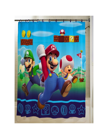 Juego de Cortina de Ducha Super Mario 72x72 cm 13 Piezas Juego de Cortina de Ducha Super Mario 72x72 cm 13 Piezas