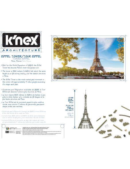 K'NEX Torre Eiffel - Set de Construcción 1462 Piezas 73,66 cm K'NEX Torre Eiffel - Set de Construcción 1462 Piezas 73,66 cm