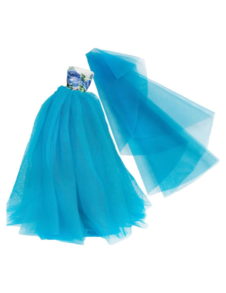 Vestido de Boda Azul BJDBUS para Muñeca 11.5 cm con Velo Vestido de Boda Azul BJDBUS para Muñeca 11.5 cm con Velo