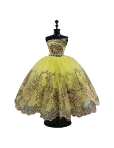 Vestido de Ballet Amarillo para Muñeca 11.5 cm Tutu 3 Capas