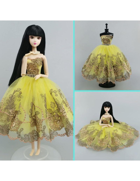 Vestido de Ballet Amarillo para Muñeca 11.5 cm Tutu 3 Capas Vestido de Ballet Amarillo para Muñeca 11.5 cm Tutu 3 Capas