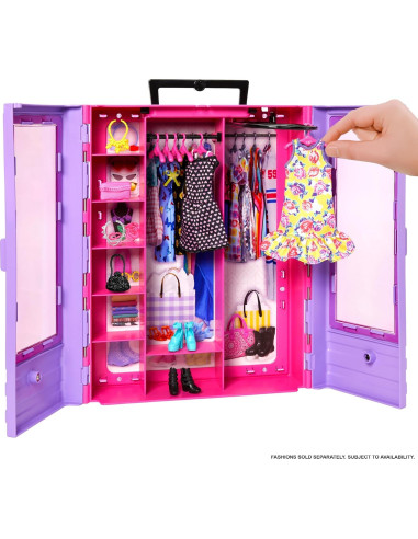 Armario Fashionistas Barbie Púrpura con 6 Perchas y Asa