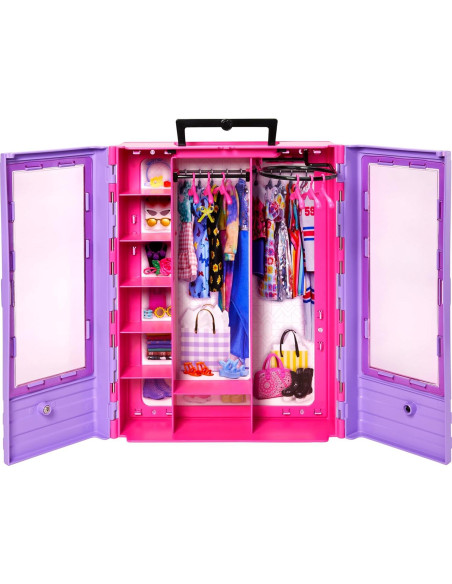 Armario Fashionistas Barbie Púrpura con 6 Perchas y Asa Armario Fashionistas Barbie Púrpura con 6 Perchas y Asa