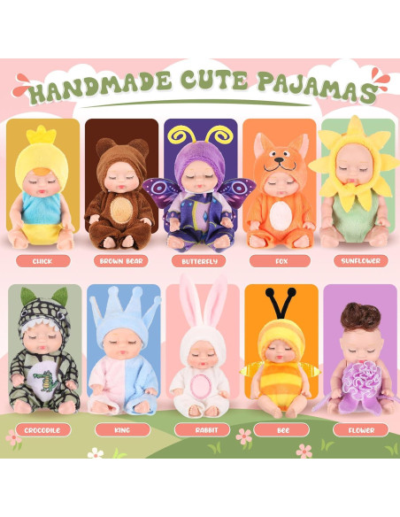 Muñecas Mini Bebé Hanaive 10 Pcs 11 cm Ropa de Animales Muñecas Mini Bebé Hanaive 10 Pcs 11 cm Ropa de Animales